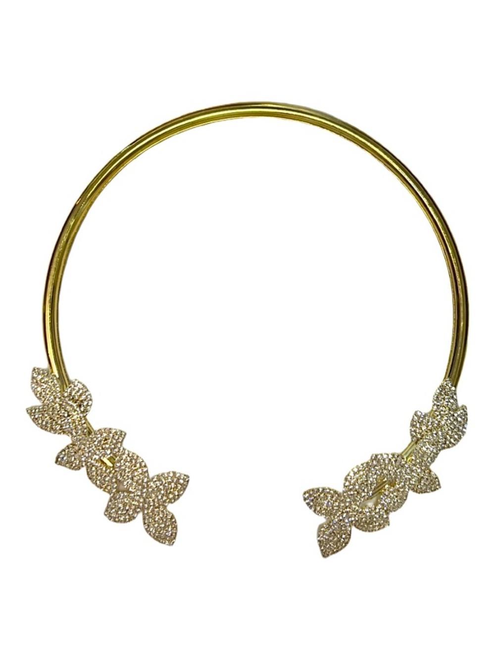 Gold Floral CZ Pavé Open Choker Necklace